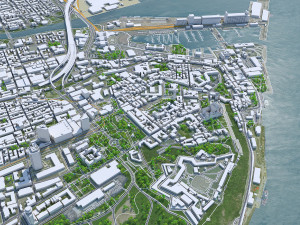 Quebec downtown city Canada 8km 3D Model