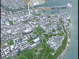 Quebec downtown city Canada 8km 3D Model