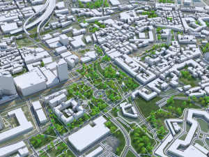Quebec downtown city Canada 8km 3D Model
