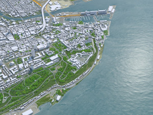 Quebec downtown city Canada 8km 3D Model