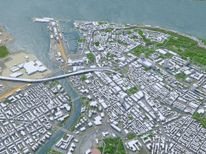 Quebec downtown city Canada 8km 3D Model