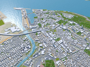 Quebec downtown city Canada 8km 3D Model