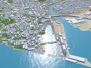 Quebec downtown city Canada 8km 3D Model