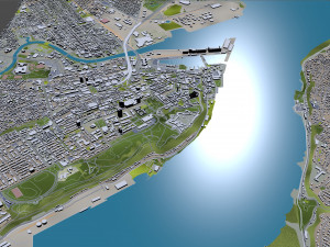 Quebec downtown city Canada 8km 3D Model