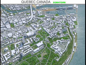 Quebec downtown city Canada 8km 3D Model