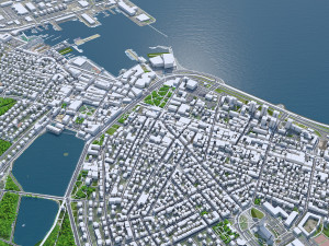 Reykjavik downtown city Iceland 8km 3D Model