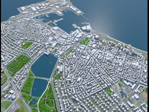 Reykjavik downtown city Iceland 8km 3D Model