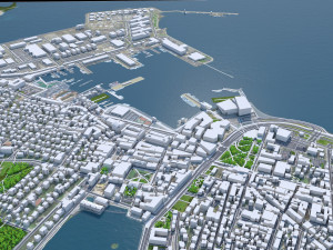 Reykjavik downtown city Iceland 8km 3D Model