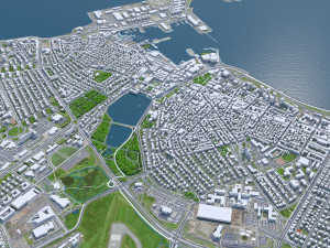 Reykjavik downtown city Iceland 8km 3D Model