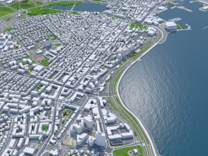 Reykjavik downtown city Iceland 8km 3D Model