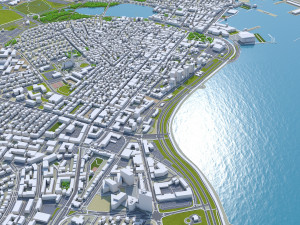Reykjavik downtown city Iceland 8km 3D Model