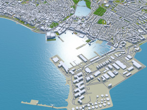 Reykjavik downtown city Iceland 8km 3D Model