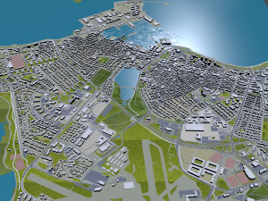 Reykjavik downtown city Iceland 8km 3D Model