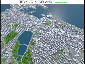 Reykjavik centrum miasta Islandia 8 km Model 3D