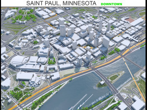 Saint Paul downtown city Minnesota 6km Modelo 3D