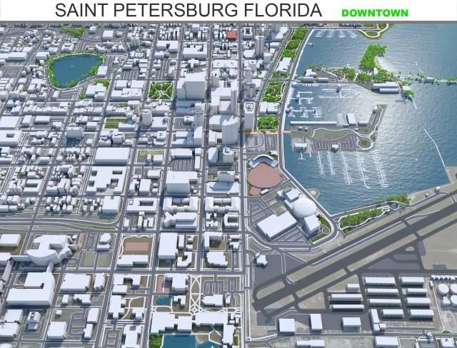 Saint Petersburg downtown city Florida USA 6km Modello 3D .c4d .max .obj .3ds .fbx .stl .blend 