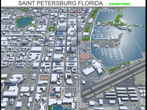 Saint Petersburg downtown city Florida USA 6km 3D Model