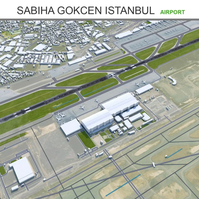 Sabiha Gokcen Airport Istanbul 12km 3D Model .c4d .max .obj .3ds .fbx .stl .blend 