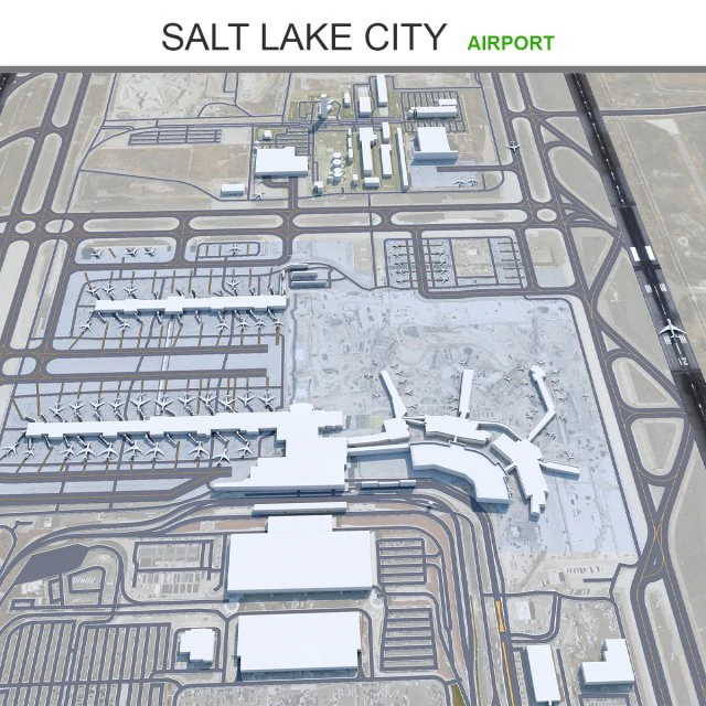 Salt Lake City Airport 10km 3D Model .c4d .max .obj .3ds .fbx .stl .blend
