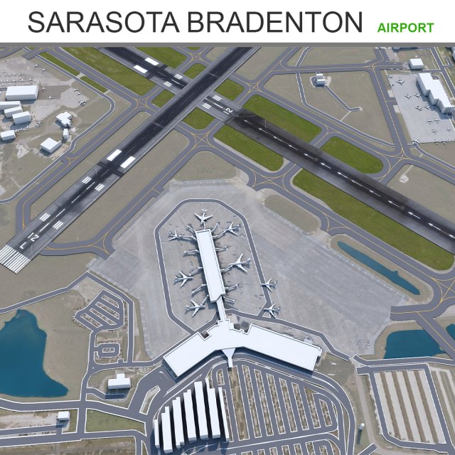 Sarasota Bradenton Airport 15km 3D Модель .c4d .max .obj .3ds .fbx .stl .blend 