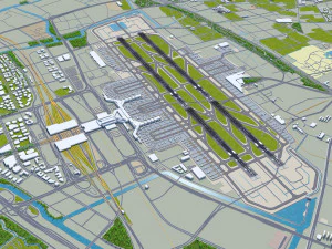 Shanghai Hongqiao International Airport 12km 3D Model