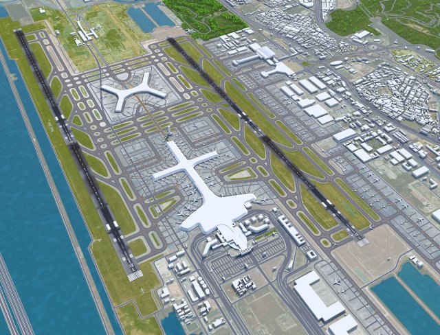 Shanghai Pudong International Airport 15km 3D Model .c4d .max .obj .3ds .fbx .stl .blend 
