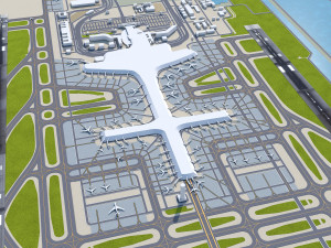 Shanghai Pudong International Airport 15km 3D Model