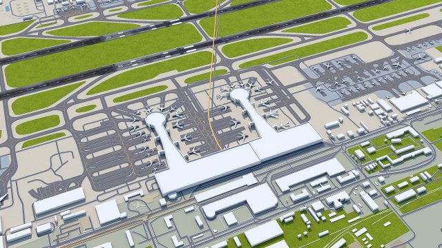 Sheremetyevo International Airport 20km 3D Model .c4d .max .obj .3ds .fbx .stl .blend 