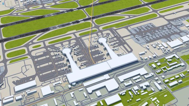 Sheremetyevo International Airport 20km 3D Model .c4d .max .obj .3ds .fbx .stl .blend 