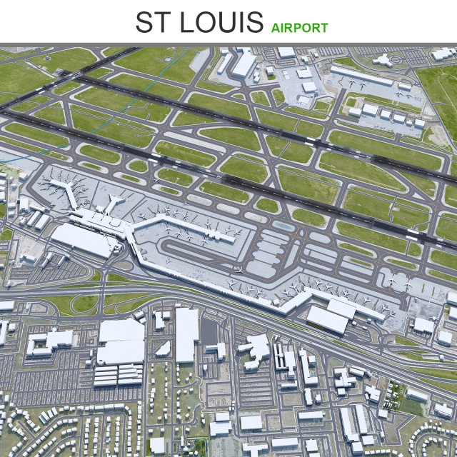 St Louis Airport 15km Modelo 3D .c4d .max .obj .3ds .fbx .stl .blend 