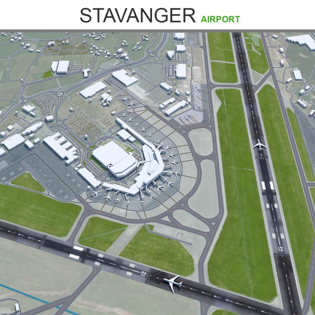 Stavanger Airport 12km Modelo 3D .c4d .max .obj .3ds .fbx .stl .blend 