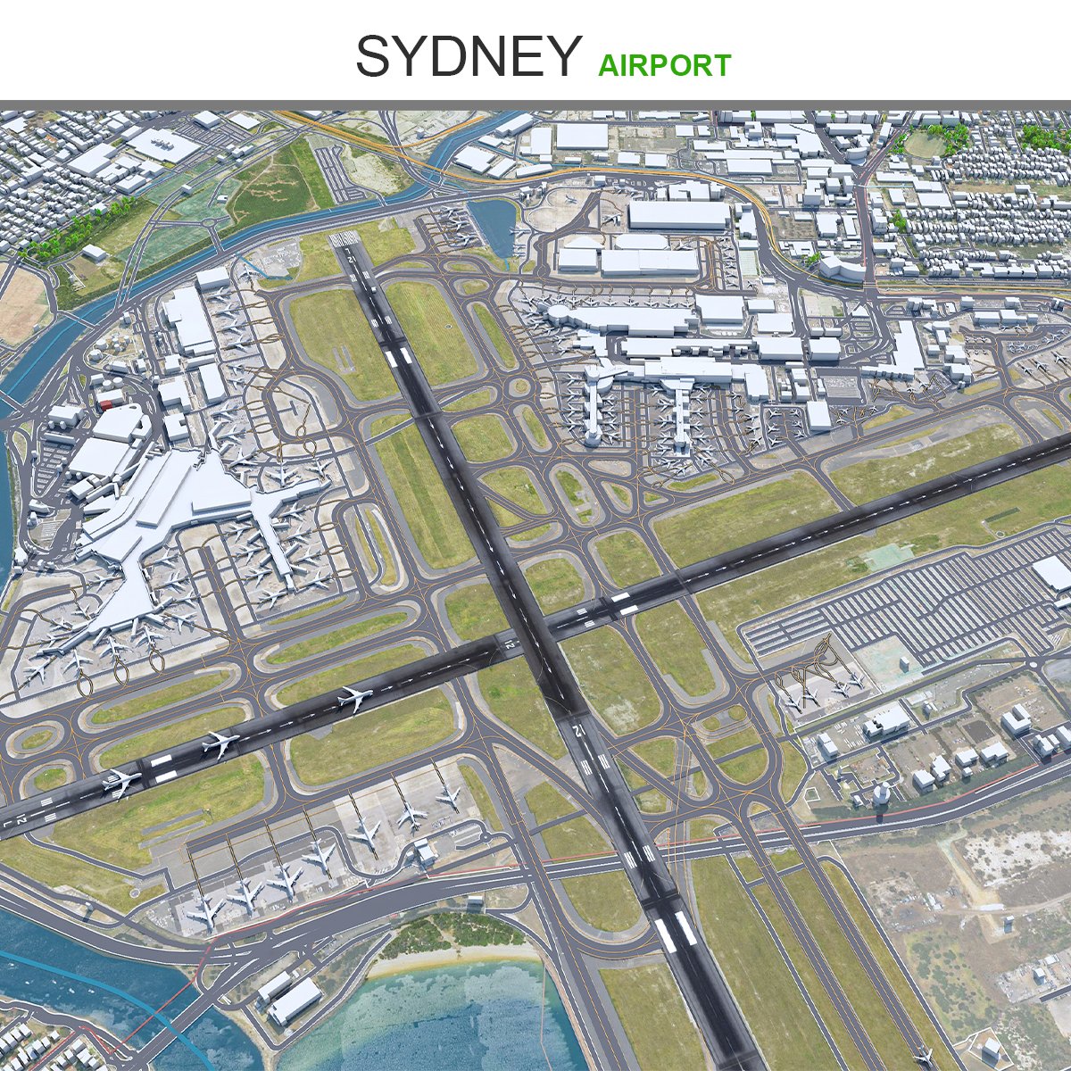 Sydney Airport 10km 3D Модель in Здания 3DExport