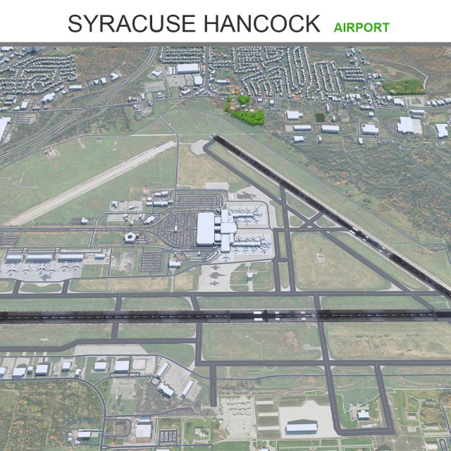 Syracuse Hancock Airport 10km 3D Модель .c4d .max .obj .3ds .fbx .stl .blend
