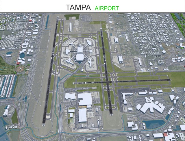 Tampa Airport 10km 3D Model .c4d .max .obj .3ds .fbx .stl .blend 