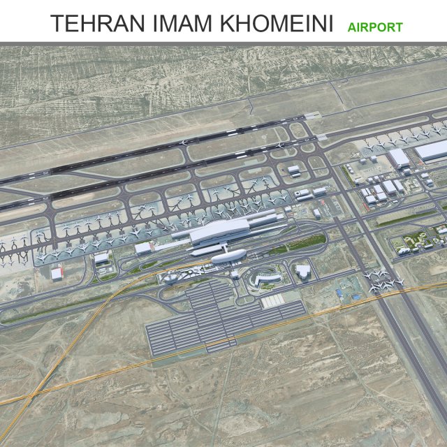 Tehran Imam Khomeini Airport 15km 3D Model .c4d .max .obj .3ds .fbx .stl .blend 