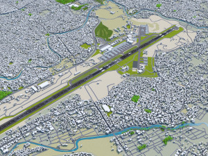 Tribhuvan International Airport 10km Modelo 3D