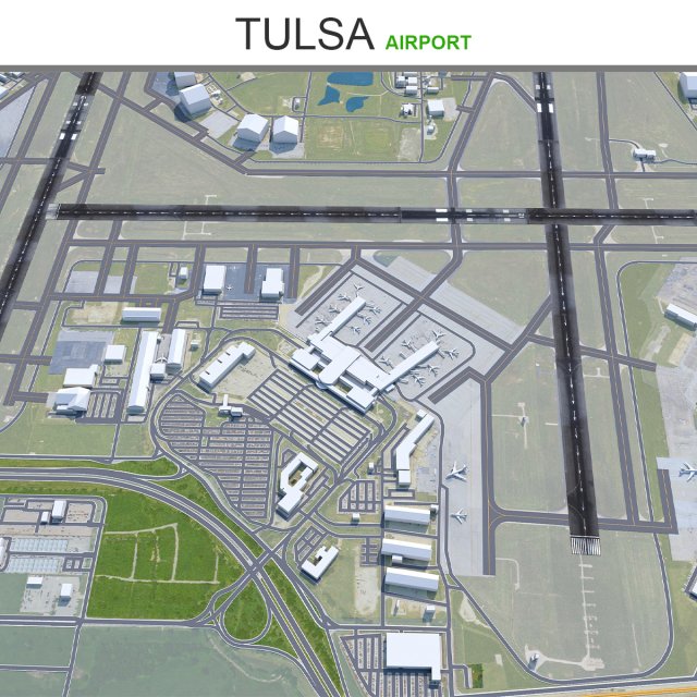 Tulsa Airport 12km Modèle 3D .c4d .max .obj .3ds .fbx .stl .blend 