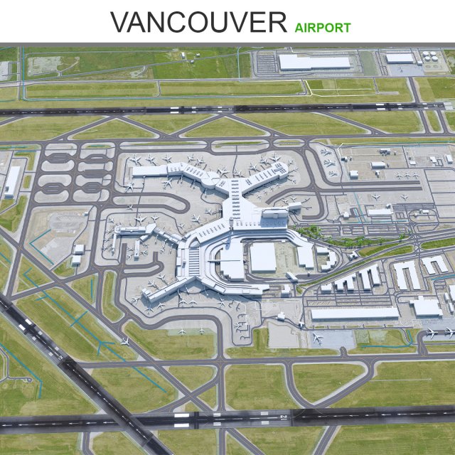 Vancouver Airport 12km Modèle 3D .c4d .max .obj .3ds .fbx .stl .blend 