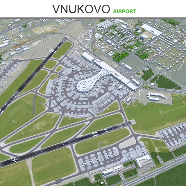Vnukovo Airport 15km 3D Модель .c4d .max .obj .3ds .fbx .stl .blend 