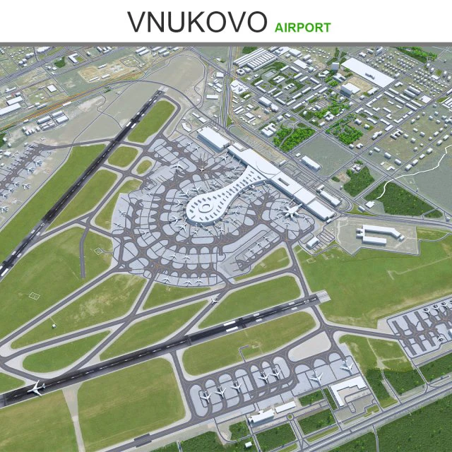 Vnukovo Airport 15km 3D Model .c4d .max .obj .3ds .fbx .stl .blend 