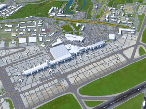 Warsaw Chopin Airport 10km 3D Model