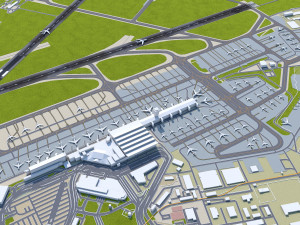 Warsaw Chopin Airport 10km 3D Model
