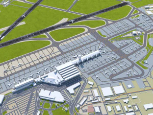 Warsaw Chopin Airport 10km 3D Model