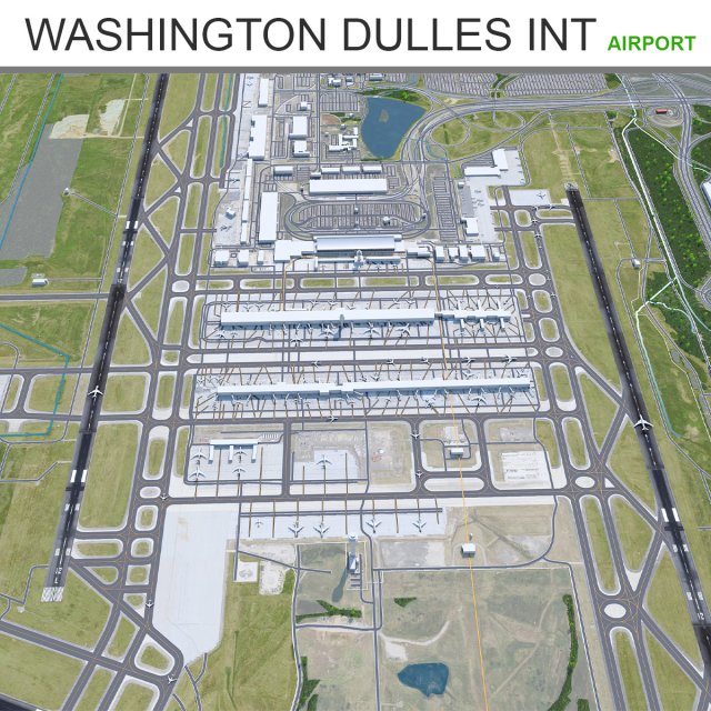 Washington Dulles International Airport 12km 3Dモデル .c4d .max .obj .3ds .fbx .stl .blend 