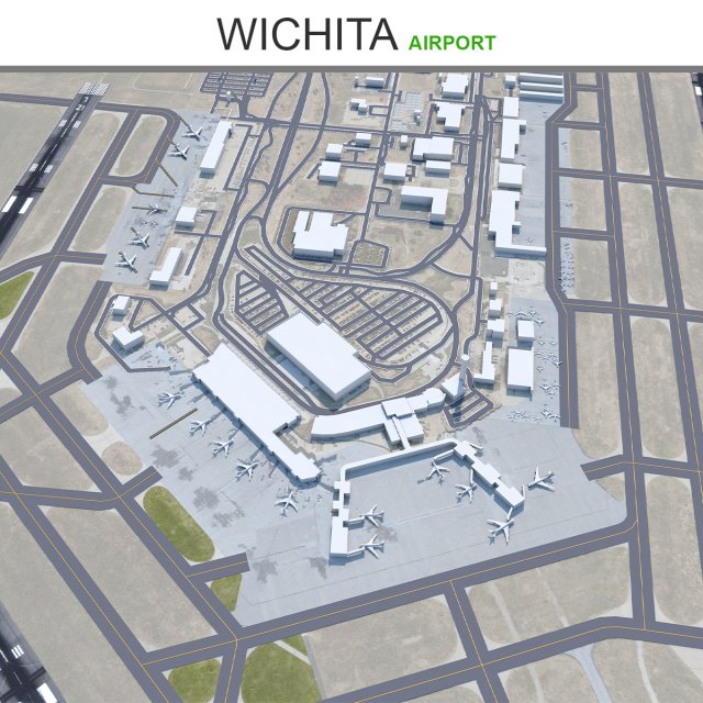 Wichita Airport 10km Modelo 3D .c4d .max .obj .3ds .fbx .stl .blend 