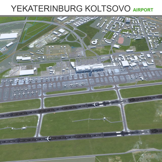 Yekaterinburg Koltsovo Airport 10km 3D 모델 .c4d .max .obj .3ds .fbx .stl .blend 