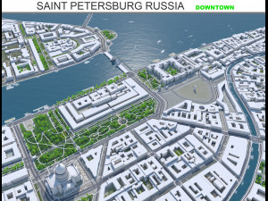 Saint Petersburg downtown city Russia 12km 3D Model