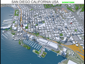 San Diego downtown city California USA 8km 3D Model