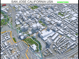 San Jose downtown city California USA 8km 3D Model