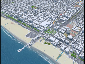 Santa Monica downtown city California USA 6km 3D Model